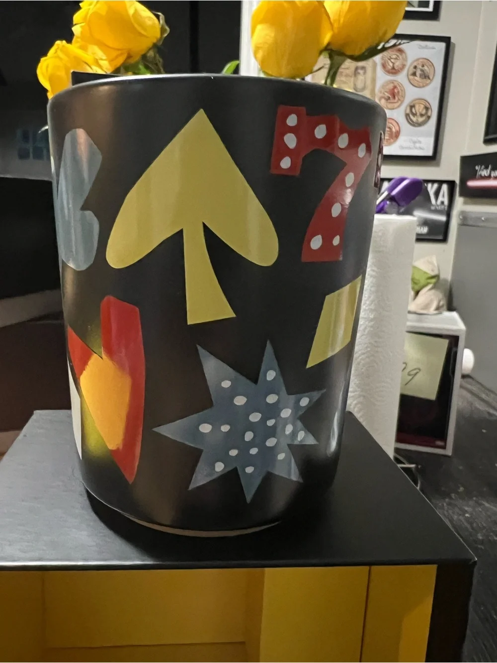 Starbucks Las Vegas Black Mug , Playing Card Icons, 777 , 12 Oz , ceramic